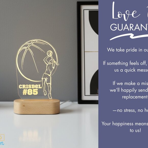 Custom Basketball LED Lamp – Sporty Nightlight for Basketball-Loving Girls - Picture 6 of 8